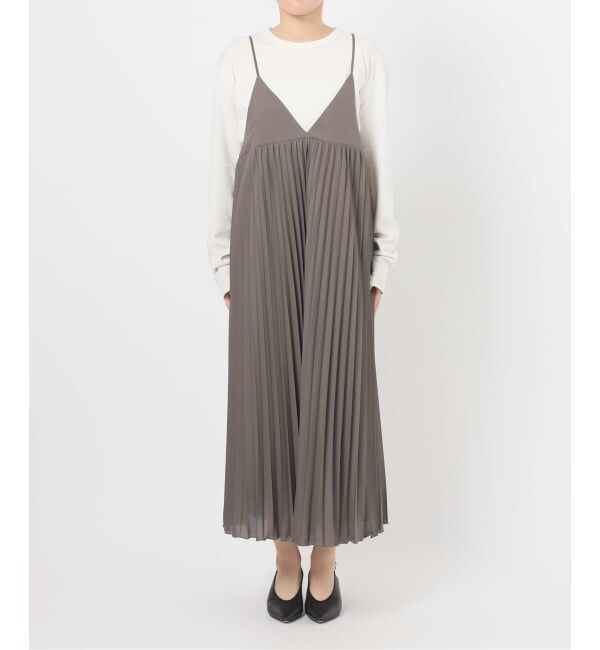 SLOBE IENA「《追加》パウダリーサテンプリーツキャミワンピース」|ワンピース|