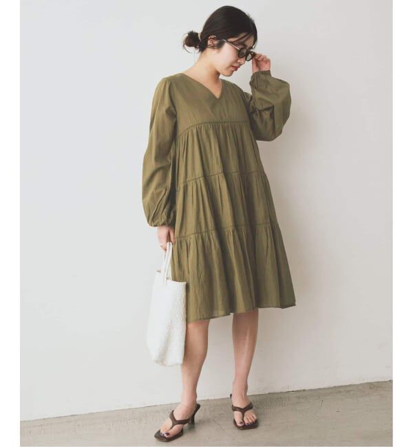 SLOBE IENA「《追加》コットンボイルティアードワンピース」|ワンピース|
