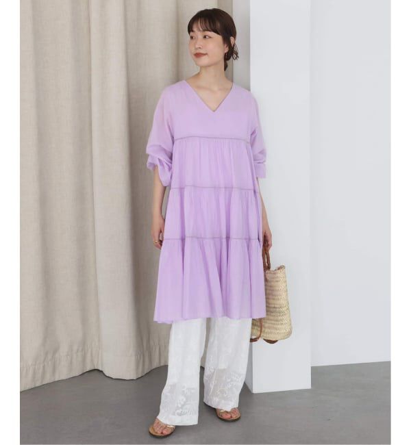 SLOBE IENA「《追加》コットンボイルティアードワンピース」|ワンピース|