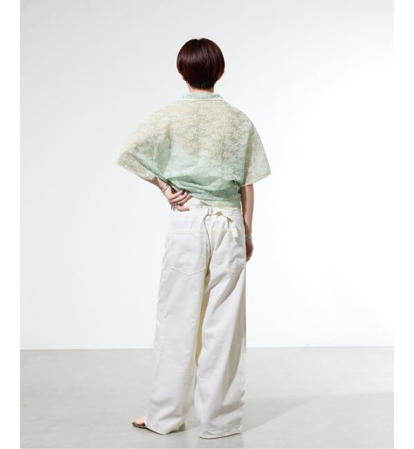 IENA「《一部店舗限定/手洗い可》フラワージャガード シャツプルオーバー」|ニット・セーター|