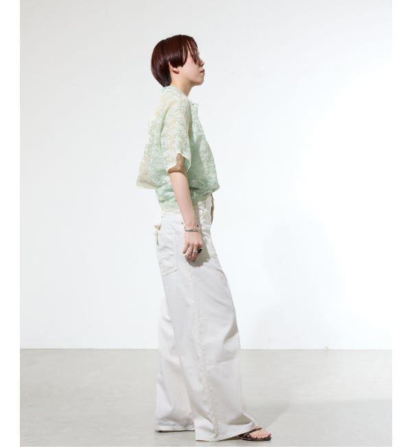 IENA「《一部店舗限定/手洗い可》フラワージャガード シャツプルオーバー」|ニット・セーター|