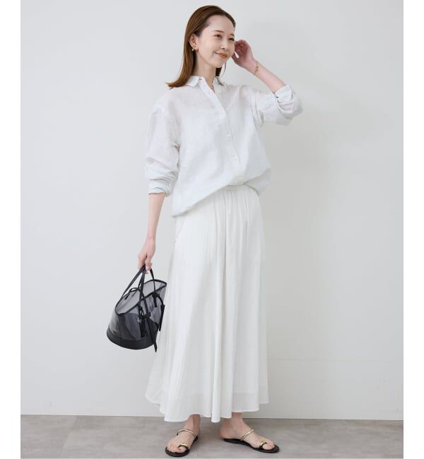 SLOBE IENA「《WEB限定/追加2》ナイロンワッシャー切り替えギャザースカート」|スカート|