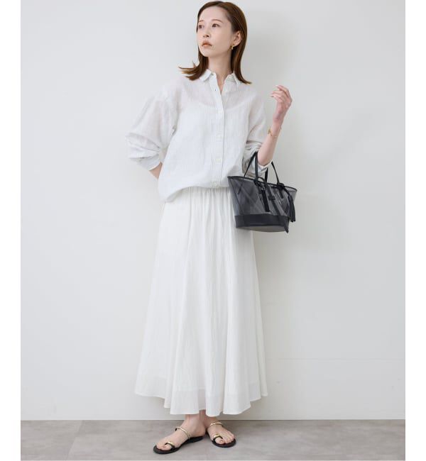 SLOBE IENA「《WEB限定/追加2》ナイロンワッシャー切り替えギャザースカート」|スカート|