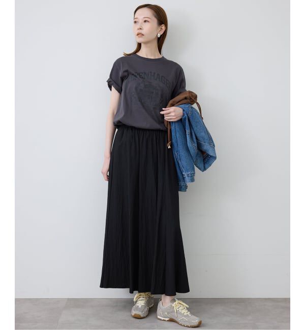 SLOBE IENA「《WEB限定/追加2》ナイロンワッシャー切り替えギャザースカート」|スカート|