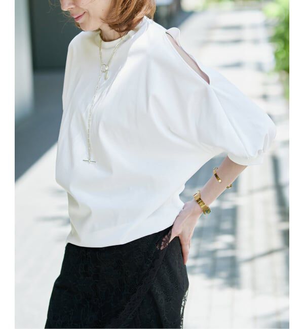 VERMEIL par iena「《追加》ショールスリットカットソー」|Tシャツ・カットソー|ホワイト