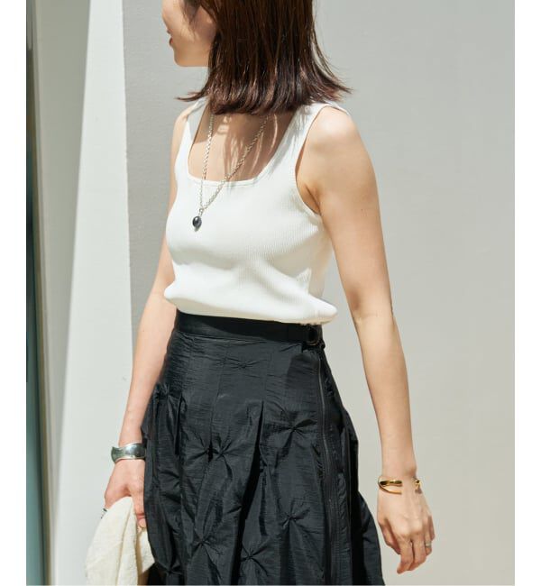 VERMEIL par iena「《手洗い可》リブスクエアネックノースリーブ」|タンクトップ|