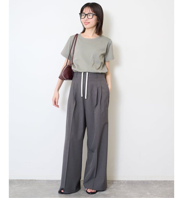 SLOBE IENA「《接触冷感/UVカット/吸水速乾/4サイズ展開/予約》ワイドスラックス」|スラックス|