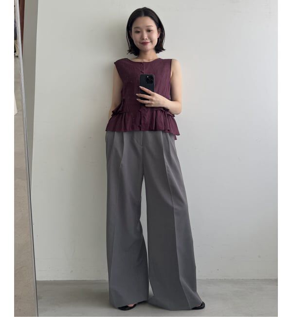 SLOBE IENA「《接触冷感/UVカット/吸水速乾/4サイズ展開/予約》ワイドスラックス」|スラックス|