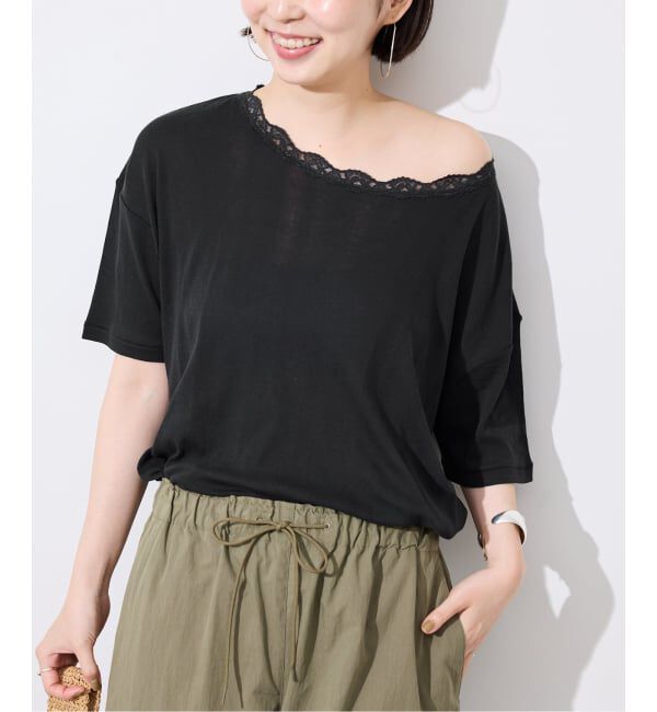 SLOBE IENA「miller/ミラー SLOBE別注 レースシアーTEE」|Tシャツ・カットソー|ブラック