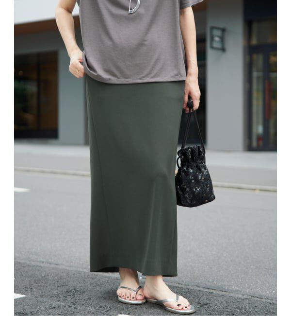 IENA「《追加予約/新色あり/接触冷感/防シワ》ストレッチジョーゼット Iラインスカート」|スカート|