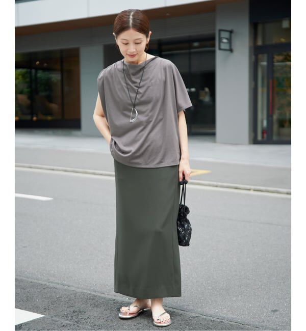 IENA「《追加予約/新色あり/接触冷感/防シワ》ストレッチジョーゼット Iラインスカート」|スカート|