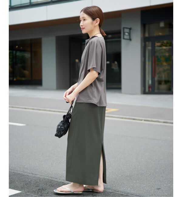 IENA「《追加予約/新色あり/接触冷感/防シワ》ストレッチジョーゼット Iラインスカート」|スカート|