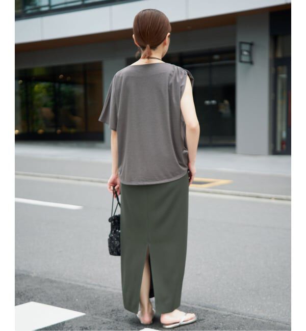 IENA「《追加予約/新色あり/接触冷感/防シワ》ストレッチジョーゼット Iラインスカート」|スカート|