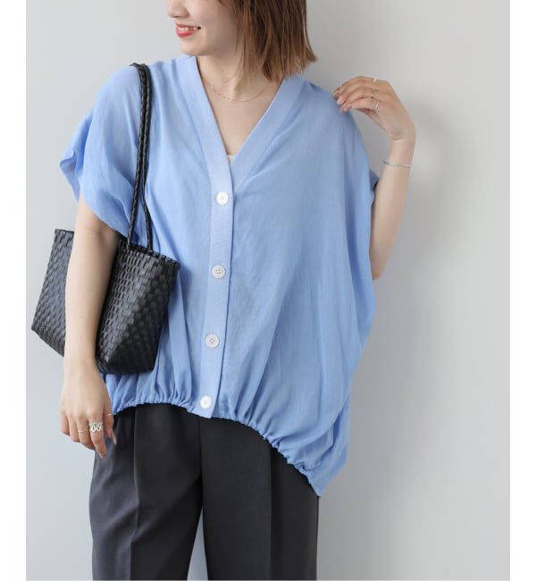 JOURNAL STANDARD relume「T/R強撚フレンチスリーブブラウス」|シャツ・ブラウス|ブルー A