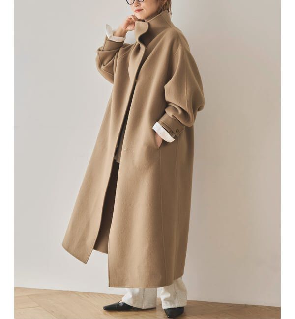 Spick and Span「《WEB限定 / 追加2》ビーバーニュアンスカラーオーバーコート」|ノーカラーコート|