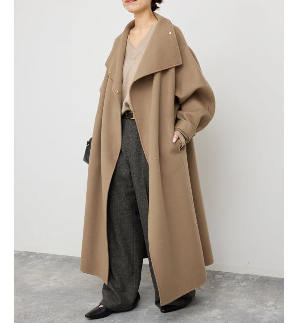 Spick and Span「《WEB限定 / 追加2》ビーバーニュアンスカラーオーバーコート」|ノーカラーコート|