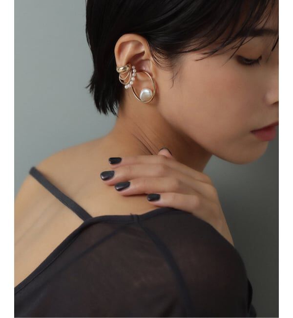 Lilas by Spick&Span「ダブルラインイヤーカフ K10（片耳）」|イヤーカフ|