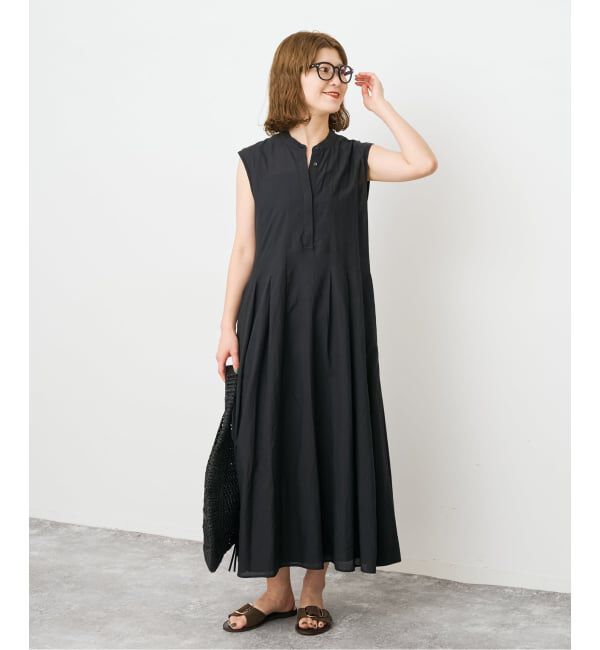Spick and Span「《手洗い可》C/Rボイルタックノースリーブワンピース」|ワンピース|