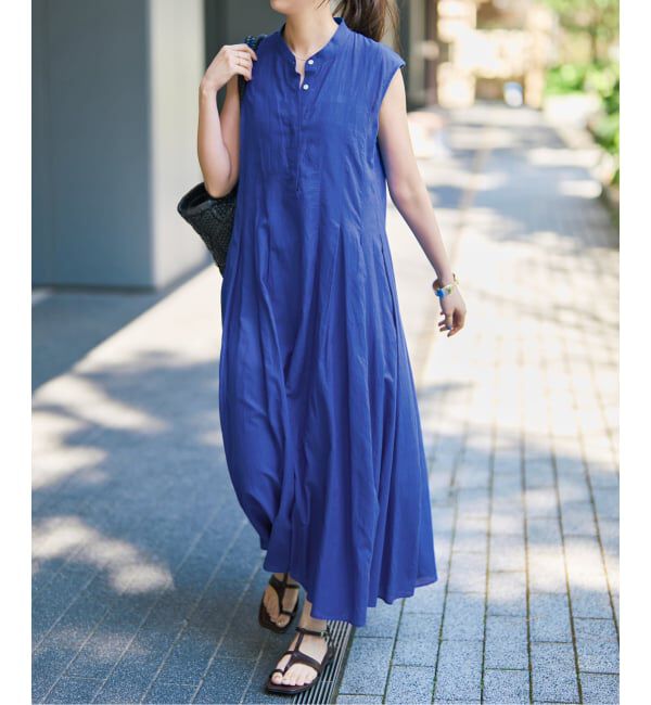 Spick and Span「《手洗い可》C/Rボイルタックノースリーブワンピース」|ワンピース|