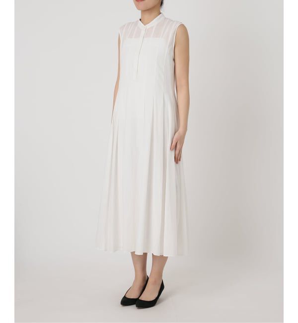 Spick and Span「《手洗い可》C/Rボイルタックノースリーブワンピース」|ワンピース|