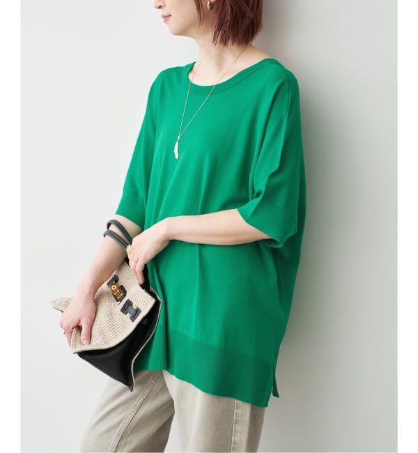 Spick and Span「《一部店舗+WEB限定 / 追加》14GWASHABLE2WAYポンチョプルオーバー」|ニット・セーター|グリーン