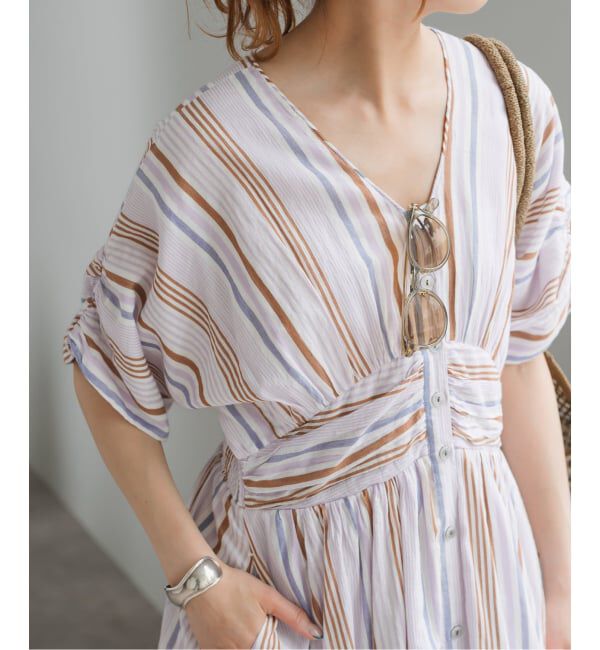 Spick and Span「《WEB限定追加》ne Quittez pas Cotton Voile Stripe Waist Gather Dress」|ワンピース|
