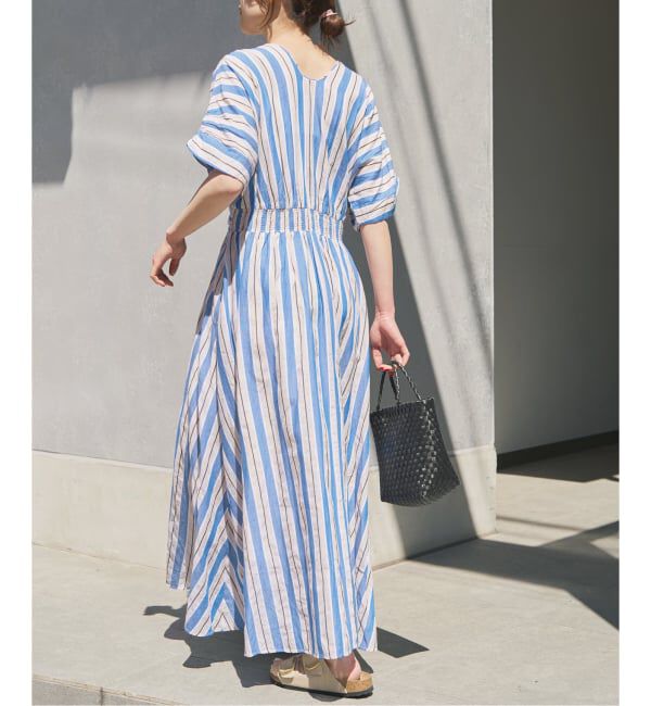 Spick and Span「《WEB限定追加》ne Quittez pas Cotton Voile Stripe Waist Gather Dress」|ワンピース|