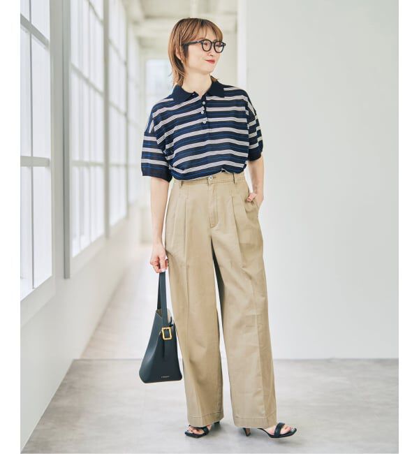 Spick and Span「シアーマルチボーダーポロシャツニット」|ニット・セーター|
