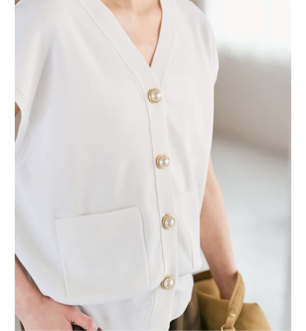 Spick and Span「《WEB限定 / 追加》パールボタンウォッシャブルニットベスト」|ニット・セーター|