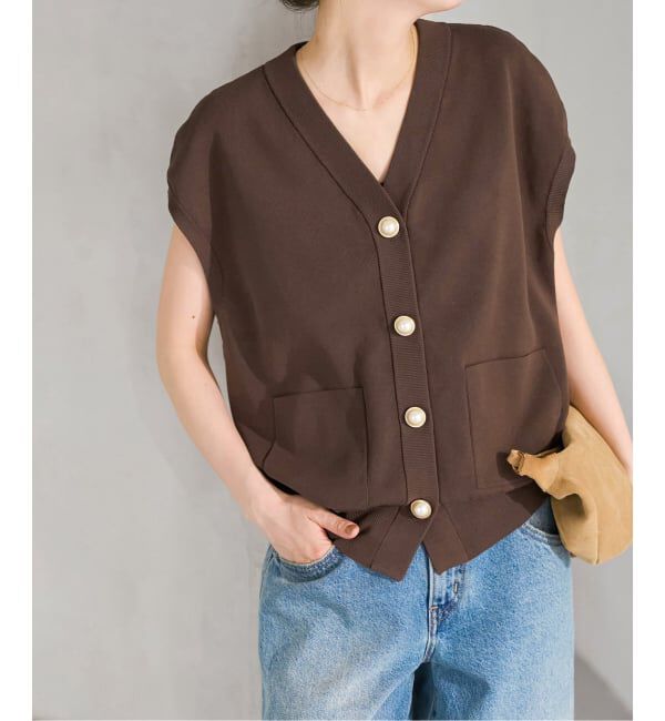 Spick and Span「《WEB限定 / 追加》パールボタンウォッシャブルニットベスト」|ニット・セーター|