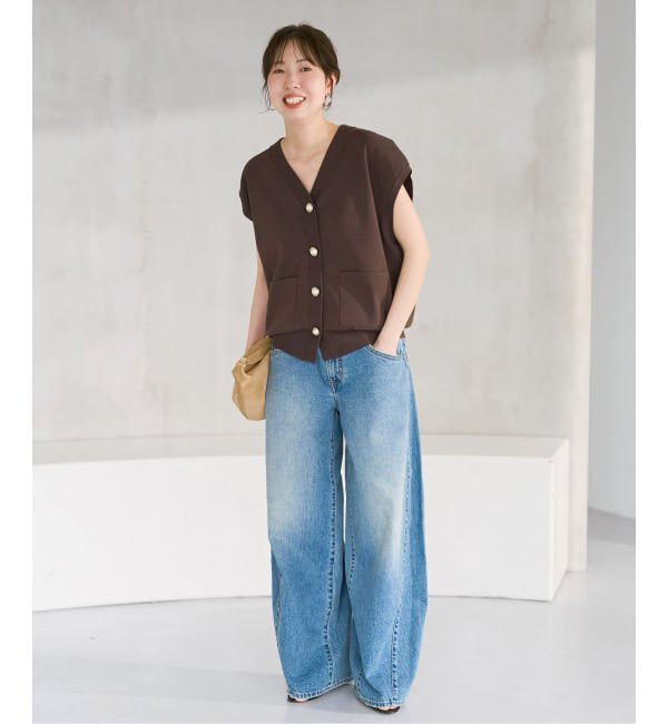 Spick and Span「《WEB限定 / 追加》パールボタンウォッシャブルニットベスト」|ニット・セーター|