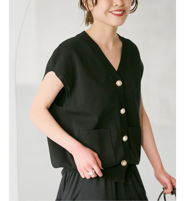 Spick and Span「《WEB限定 / 追加》パールボタンウォッシャブルニットベスト」|ニット・セーター|