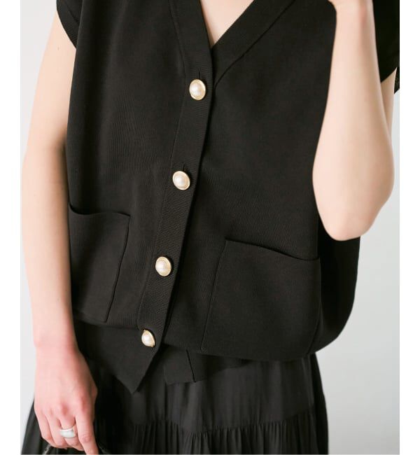 Spick and Span「《WEB限定 / 追加》パールボタンウォッシャブルニットベスト」|ニット・セーター|