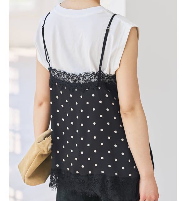 Spick and Span「《セットアップ可》レースドッキングドットサテンキャミ」|キャミソール|