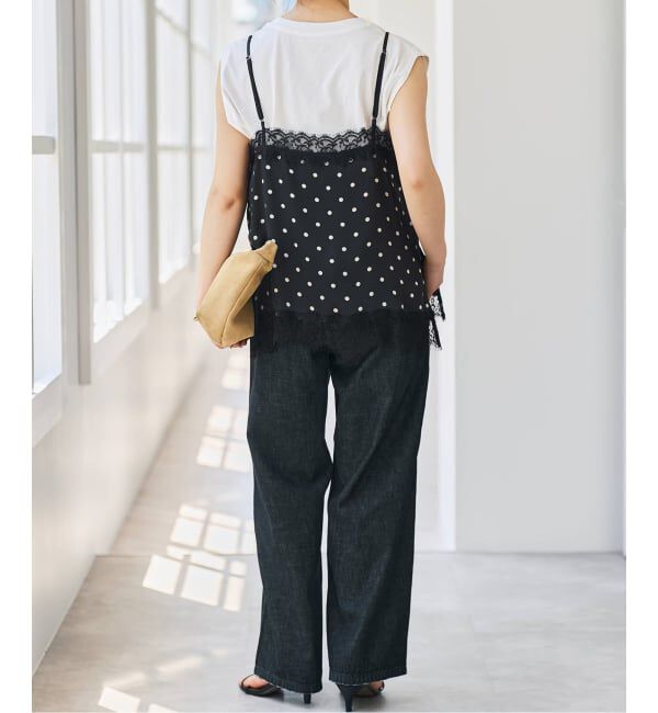 Spick and Span「《セットアップ可》レースドッキングドットサテンキャミ」|キャミソール|