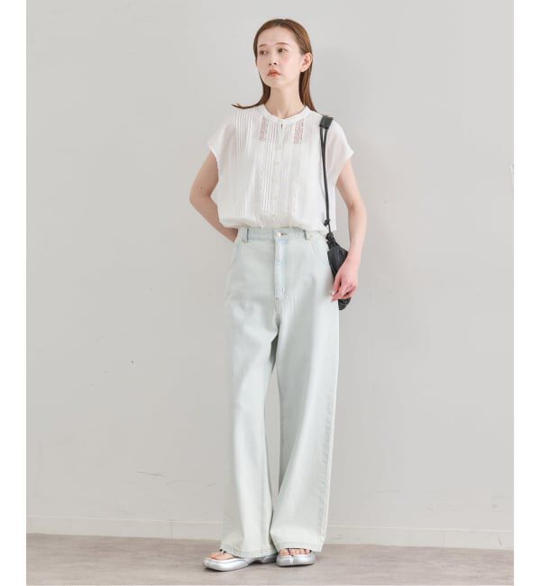 U by SPICK&SPAN「《WEB限定 / 追加予約》レースピンタックフレンチスリーブブラウス」|シャツ・ブラウス|