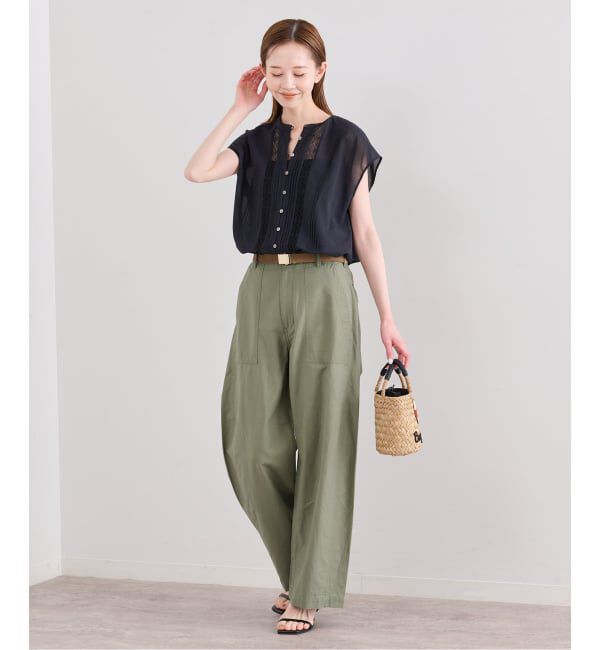 U by SPICK&SPAN「《WEB限定 / 追加予約》レースピンタックフレンチスリーブブラウス」|シャツ・ブラウス|