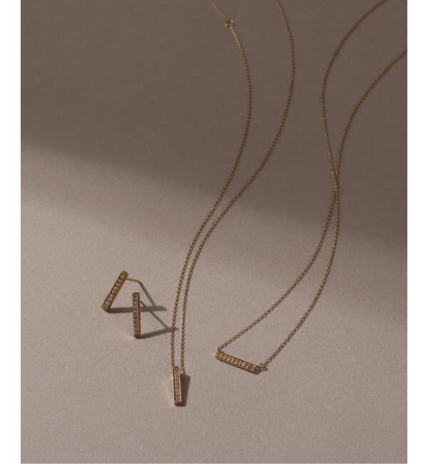 Lilas by Spick&Span「《WEB限定》ボックスダイヤ12mmバーネックレス K10」|ネックレス|