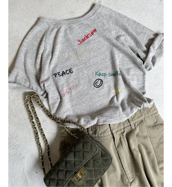FRAMeWORK「≪予約≫スラブ天竺刺繍ラグランTEE」|Tシャツ・カットソー|