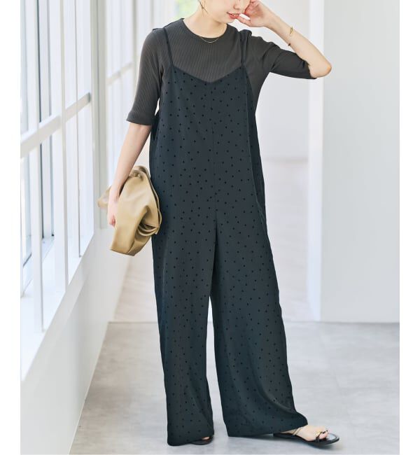 Spick and Span「《追加予約》フロッキードットキャミサロペット」|オールインワン|ブラックベース