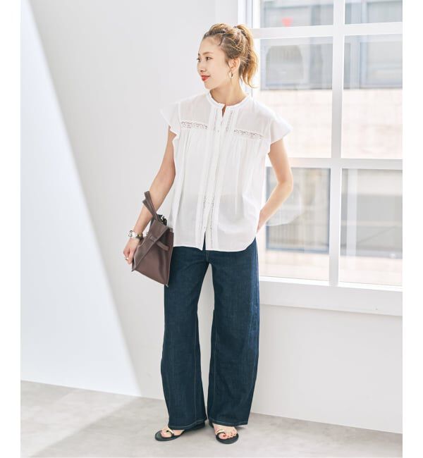 Spick and Span「フリルスリーブレースブラウス」|シャツ・ブラウス|