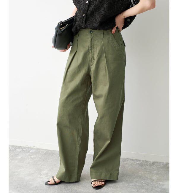 Spick and Span「《予約》ラチネバックイージーストレートパンツ」|その他|カーキ