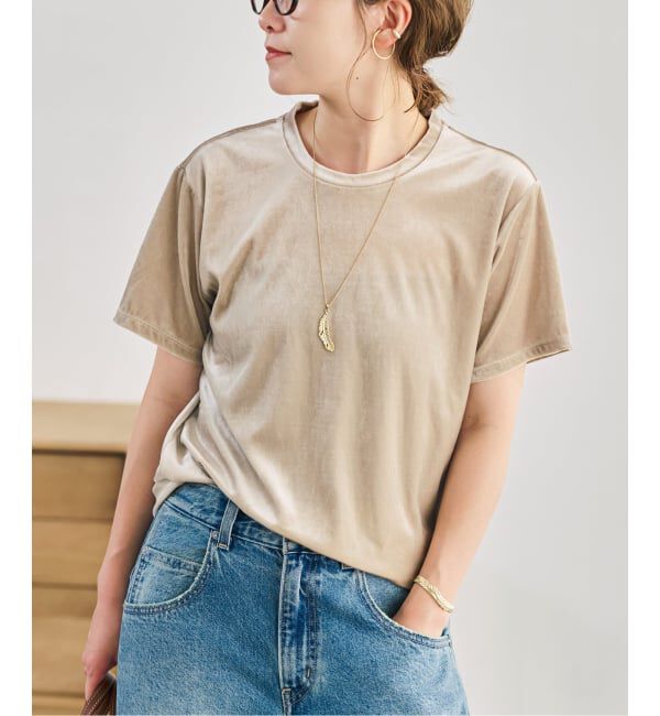 Spick and Span「《予約》TA / PEベロアTシャツ」|Tシャツ・カットソー|ベージュ