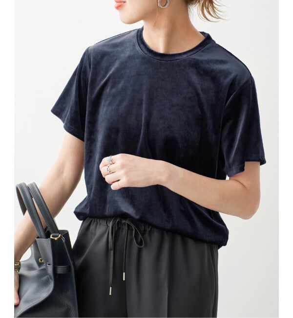 Spick and Span「《予約》TA / PEベロアTシャツ」|Tシャツ・カットソー|ネイビー