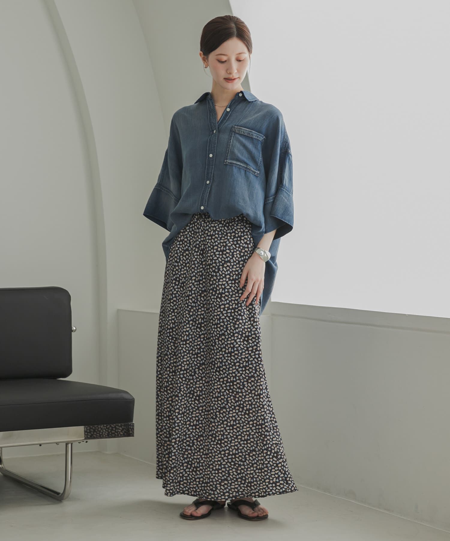 URBAN RESEARCH「ハーフスリーブシアーデニムシャツ」|シャツ・ブラウス|