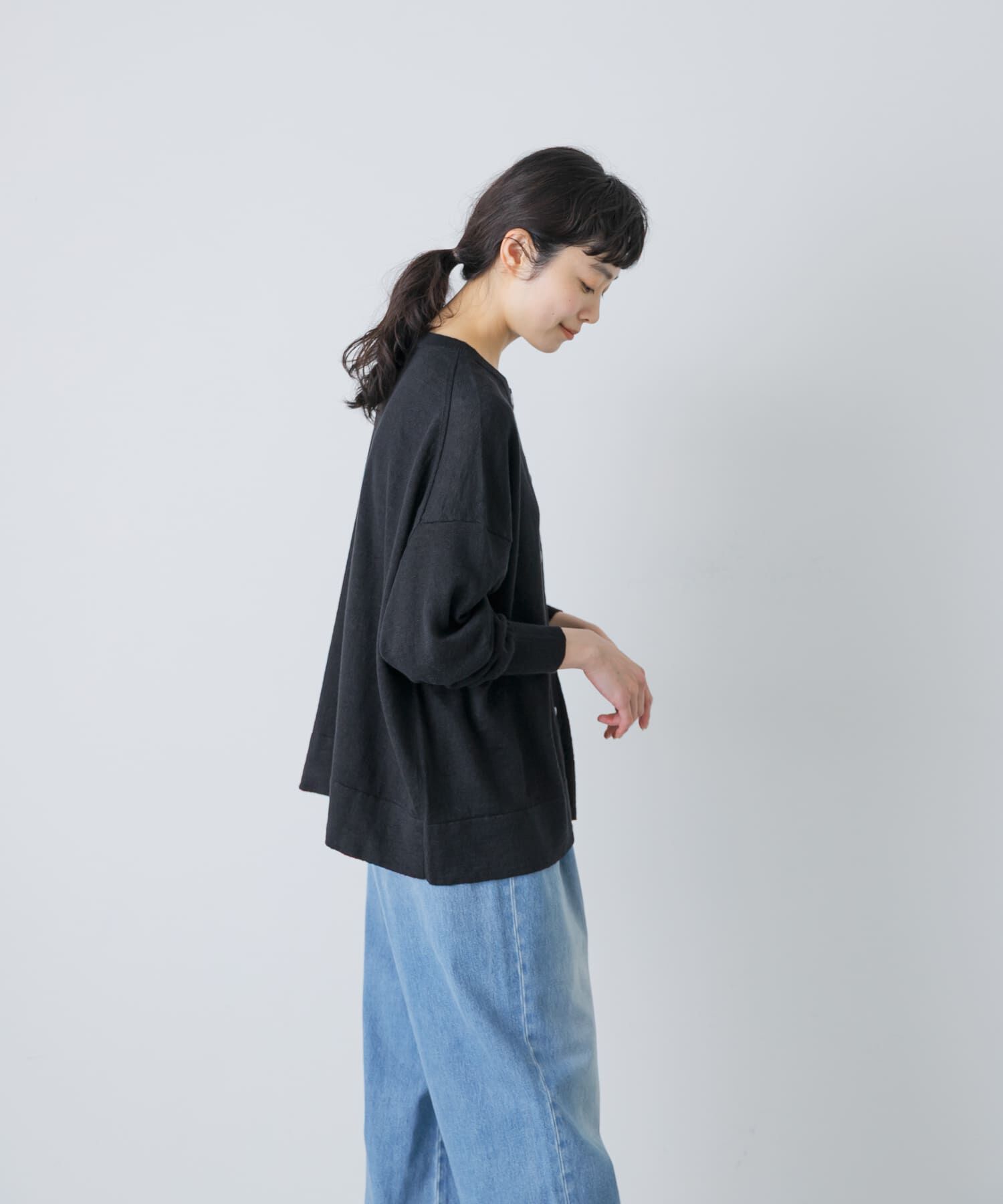 かぐれ「リネンワイドクルーネックカーディガン」|カーディガン|