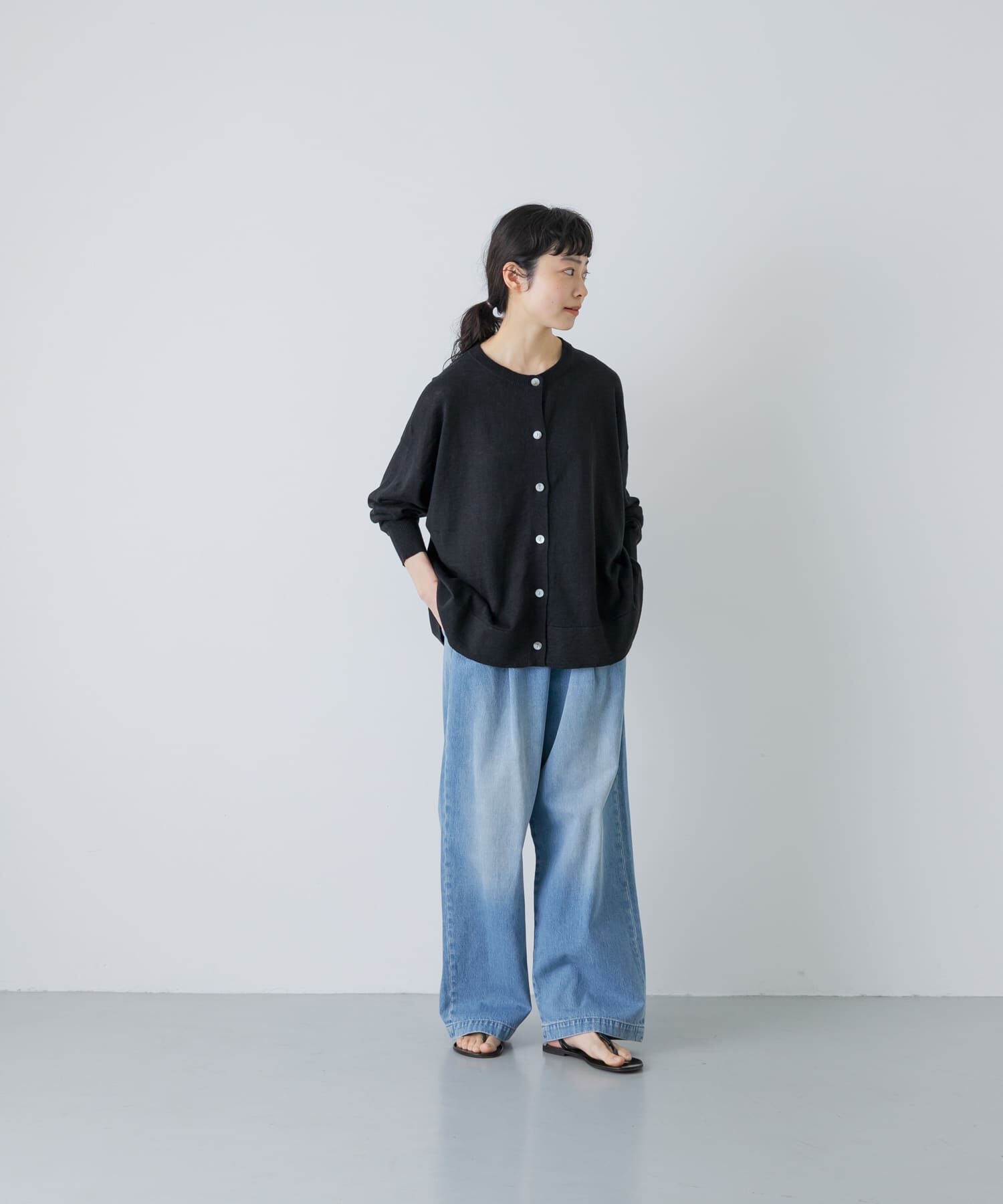 かぐれ「リネンワイドクルーネックカーディガン」|カーディガン|