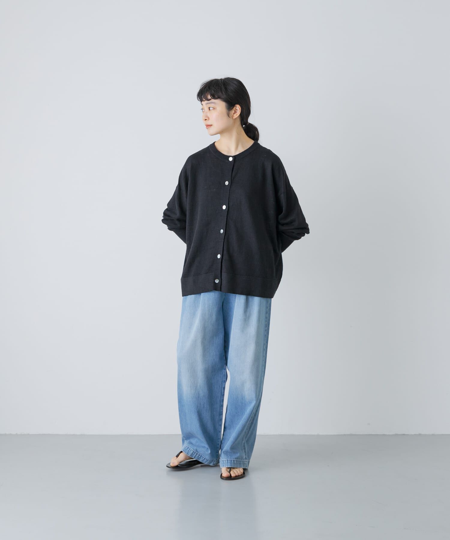 かぐれ「リネンワイドクルーネックカーディガン」|カーディガン|