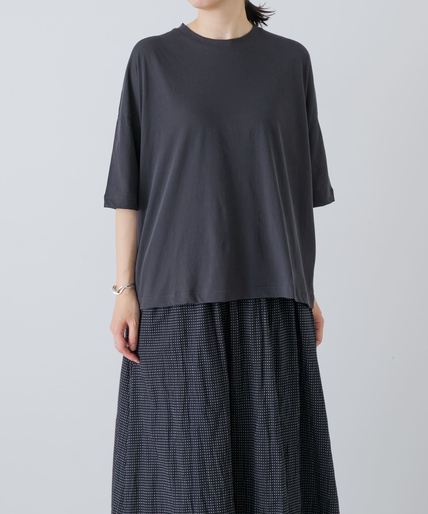 かぐれ「ハイツイストコットン半袖Tシャツ」|Tシャツ・カットソー|