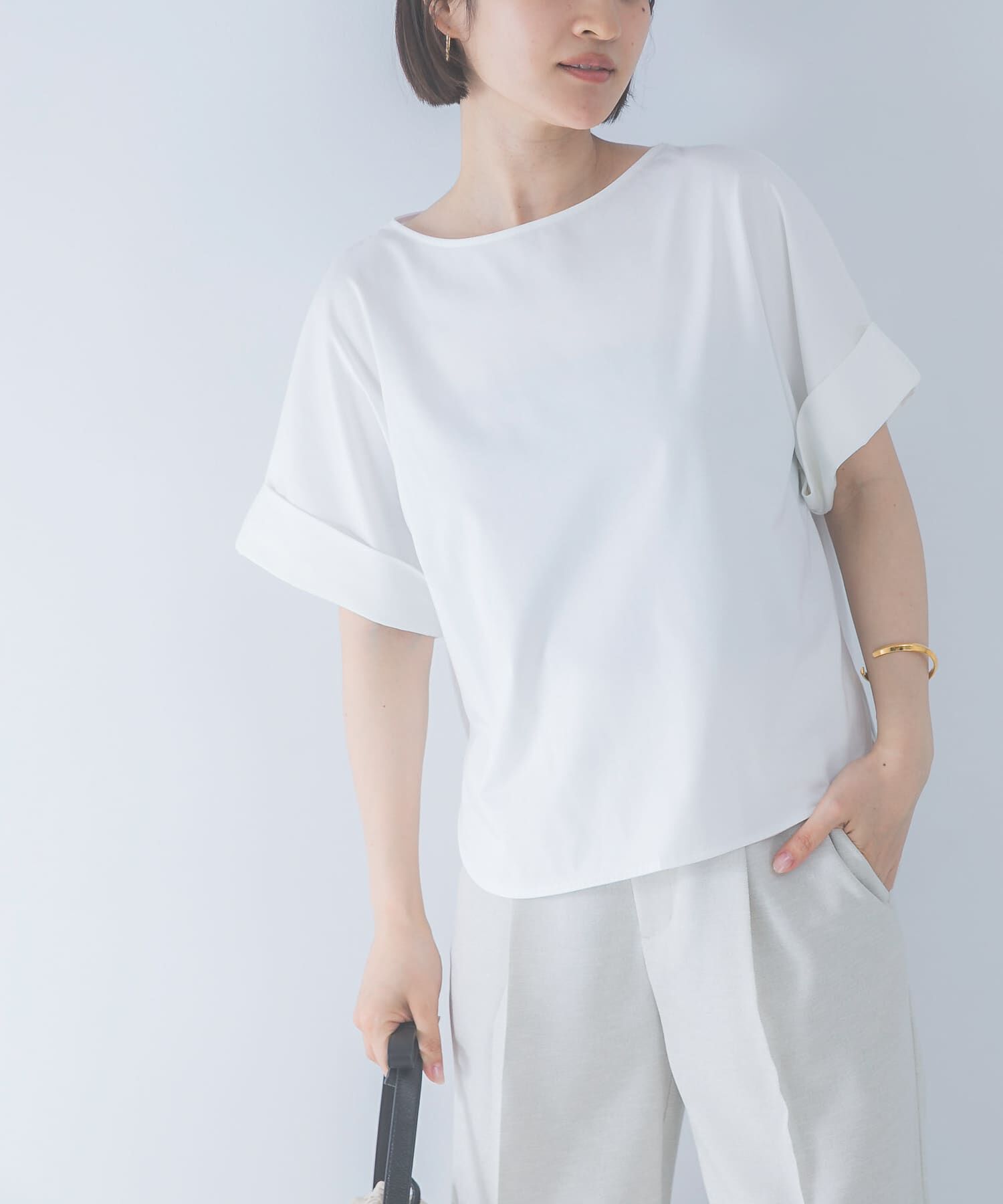 URBAN RESEARCH ROSSO「UVカットデザインスリーブプルオーバー」|Tシャツ・カットソー|オフホワイト